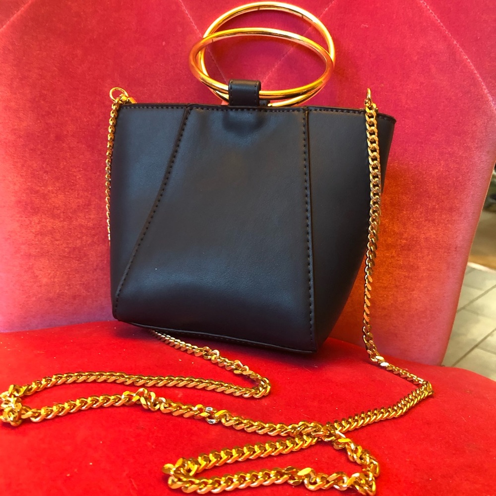 Slate Blue 6inch purse with gold hardware